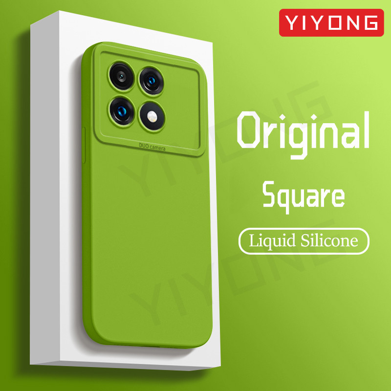 สําหรับ PocoX6 Pro 5G กรณี YIYONG Square ซิลิโคนเหลวสําหรับ Xiaomi Poco X6 X7 X8 Pro Max 5G Global เคสโทรศัพท์