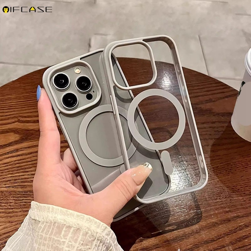 เคสแม่เหล็กเข้ากันได้สําหรับiphone 12 Mini 11 Pro XS Max XR X 7 8 Plusเคสโทรศัพท์แม่เหล็กดึงดูดสีสันป้องกันการตกกันกระแทกโปร่งใสง่ายปลอกแข็งกรณีปก