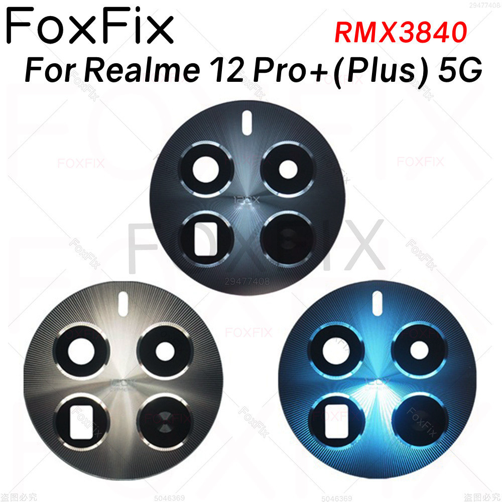 เลนส์กล้องด้านหลังสําหรับ Realme 12 Pro + Plus 5G RMX3840 ฝาครอบกระจกกล้องด้านหลังเปลี่ยนด้วยสติกเกอร์กาว
