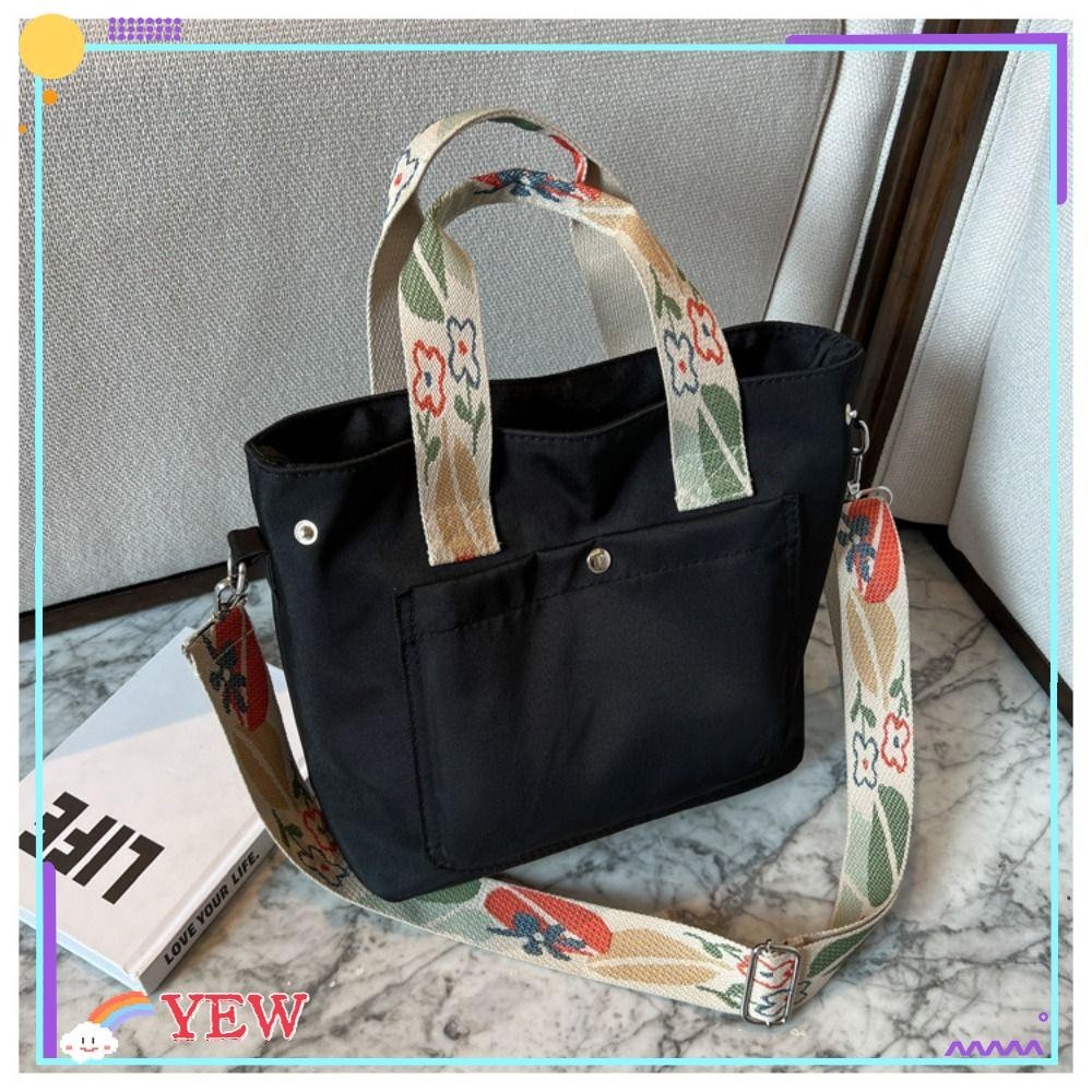 Yew Tote Bag, Solid Color Waterproof Crossbody Bags, Daily Used Large Capacity Multi-Pocket Canvas Bag Women Girl