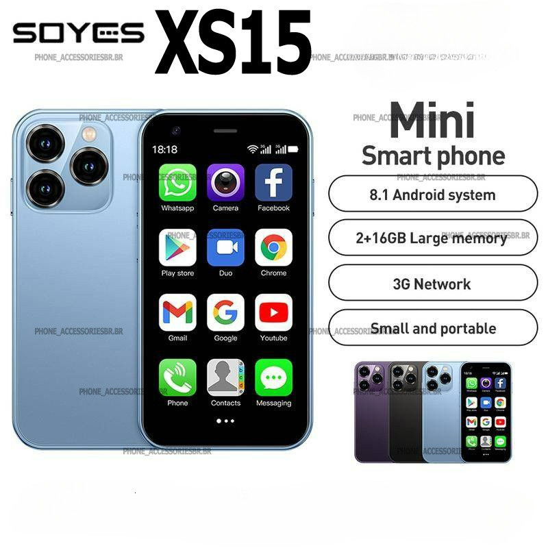 Soyes XS15 สมาร์ทโฟน ขนาดเล็ก 3.0 นิ้ว บางพิเศษ 2GB+16GB Android 8.1 ซิมคู่ สแตนด์บาย 3G Mini 1000mA