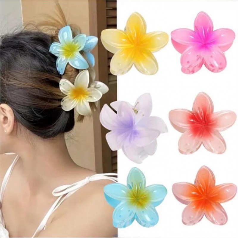 (สินค้าส่งจากประเทศไทย) แฟชั่น Casual ฤดูร้อนดอกไม้ผม Claw คลิป Shark Hairpin Barrettes หางม้าผู้ถือ Beach Head อุปกรณ์เสริมผู้หญิงสาวคลิปผม combed ก.ม คอเต่าด