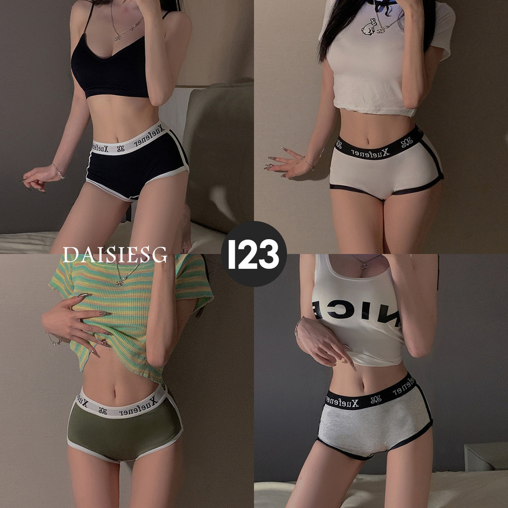 Daisies_G กางเกงบ็อกเซอร์ขาสั้น เอวกลาง ผ้าฝ้ายแท้ สําหรับสตรีผ้าฝ้ายใส่สบายเหมาะกับการเล่นกีฬา I23