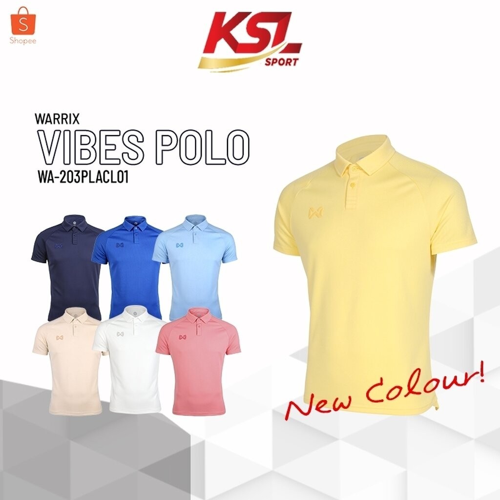 WARRIX เสื้อโปโลแขนสั้น ผ้านุ่มใส่สบาย วาริกซ์ รุ่น VIBES WA-203PLACL01 สีโอรส/น้ำเงิน/ฟ้า/เบจ/ขาว