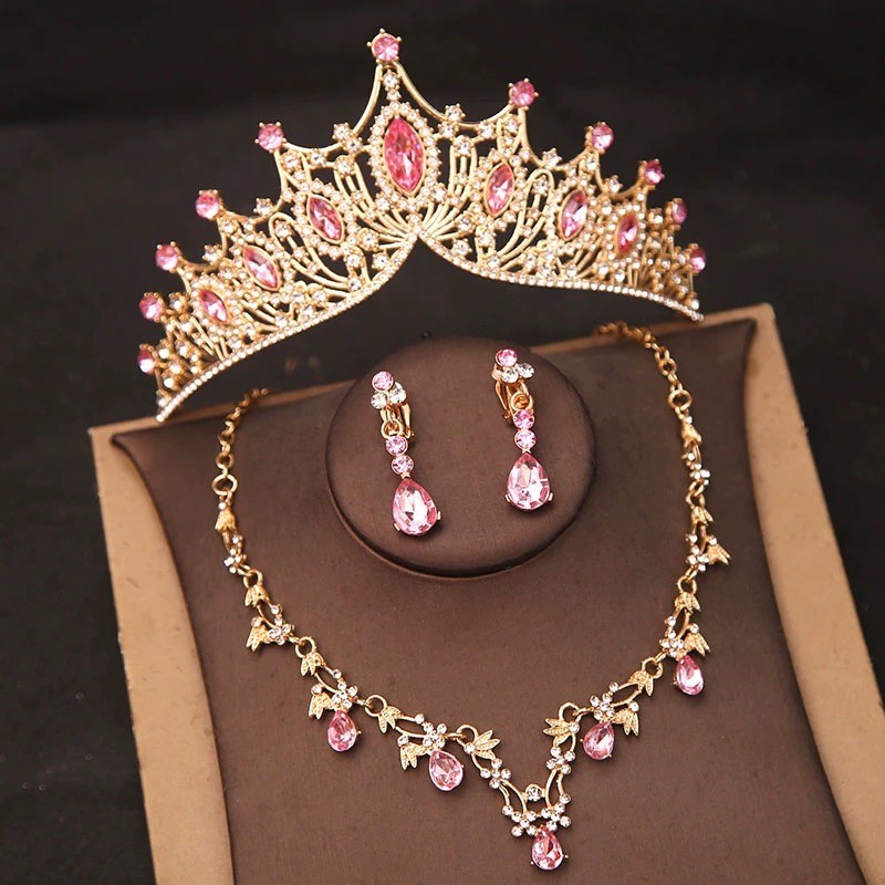 เจ ้ าสาวมงกุฎ Baroque Headdress สร ้ อยคอคริสตัลต ่ างหูชุดเจ ้ าหญิงแถบคาดศีรษะ 18 Th ของขวัญวันเกิด