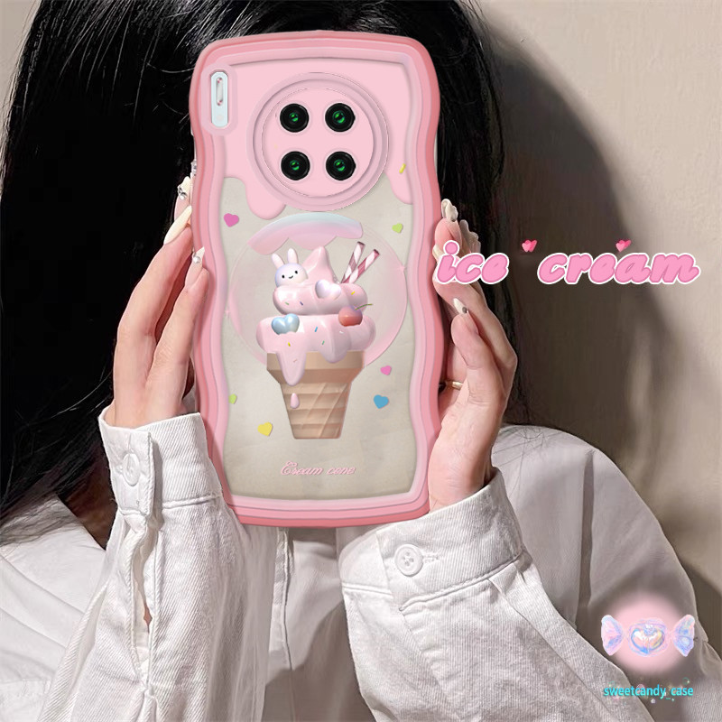[จัดส่งท้องถิ่น] กระต่ายไอศกรีมWaveเคสโทรศัพท์ใช้งานร่วมกับiPhone 11 13 14 15 12 Pro Max X XR XS MAX 7 8 14 15 Plus case