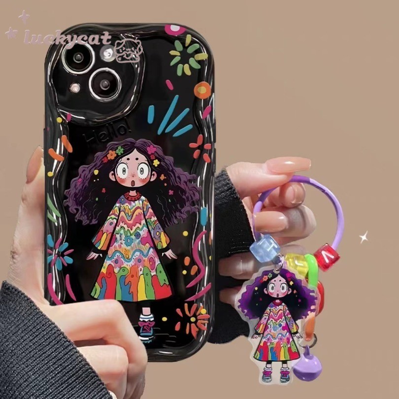 Iphone 15 14 13 12 11 Pro Max X Xr Xs Max 7 8 Plus เคสโทรศัพท์สาวการ์ตูน + เคสโทรศัพท์ลาน