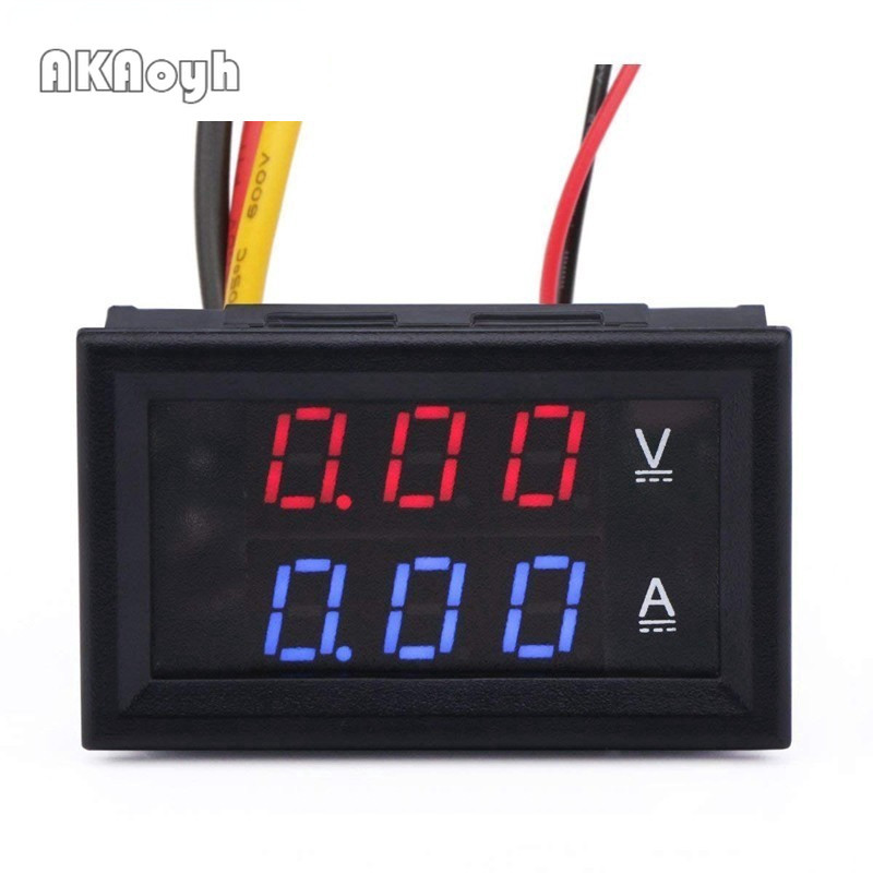 Dc0-100v 1A 10A 50A 100A โวลต์มิเตอร์แอมมิเตอร์ดิจิตอล 2 in1 แผงมัลติมิเตอร์ DC4-30V แรงดันไฟฟ้าแอมป์มิเตอร์