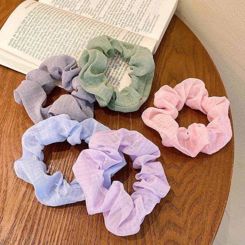 เวอร์ชั่นเกาหลีอารมณ์ Organza Scrunchy แหวนผม Fairy สไตล์เชือกผมผม Tie ยางรัดสาวอุปกรณ์เสริมอุปกรณ์เสริมผม - รูปที่ 6