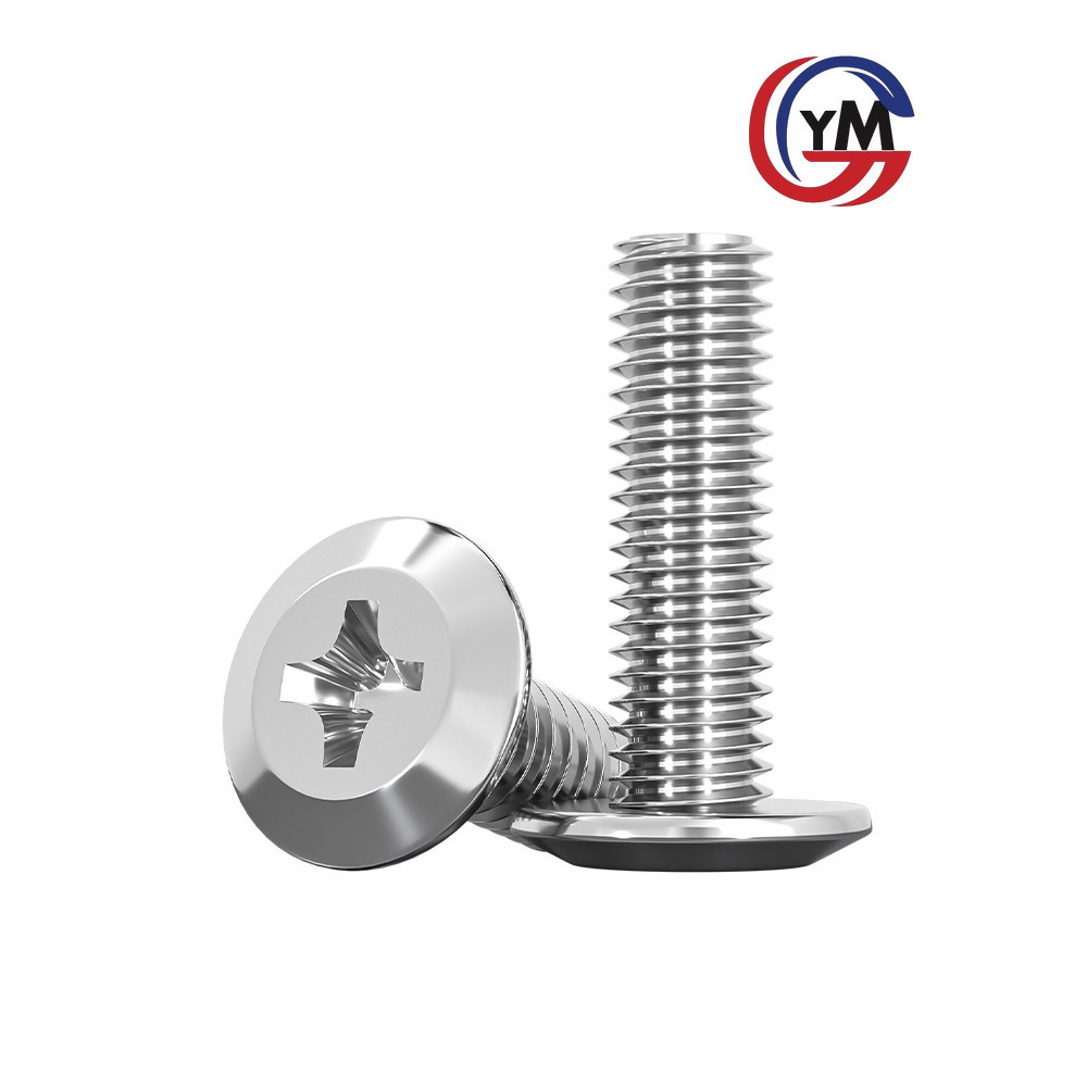 [YMH1] น็อต หัวจมแบน หัวกลมแบน P+ สแตนเลส 304 เกลียวมิล หยาบ/ Round Flat   Head Phillip Machine Screw SUS30M2 M2.5 M3