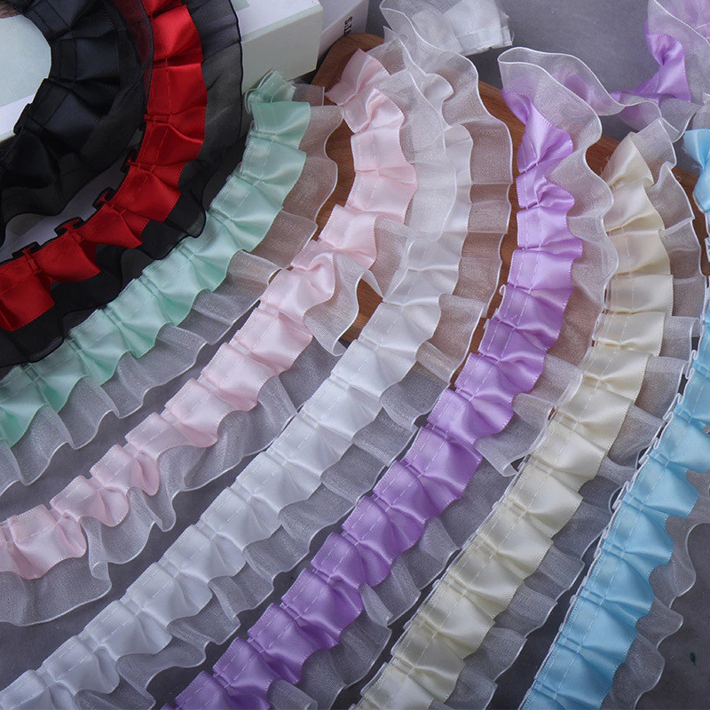 มาการอง สีเส้นด้ายคู่จีบลูกไม้สนับสนุนพัดลมอุปกรณ์เสริม ทําเอง ตุ๊กตาเสื้อผ้า โลลิต้า กระโปรงผู้ถือบัตรลูกไม้ทําด้วยมือวัสดุ