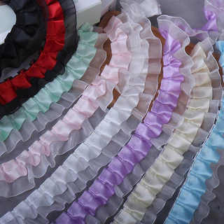 มาการอง สีเส้นด้ายคู่จีบลูกไม้สนับสนุนพัดลมอุปกรณ์เสริม ทําเอง ตุ๊กตาเสื้อผ้า โลลิต้า กระโปรงผู้ถือบัตรลูกไม้ทําด้วยมือวัสดุ