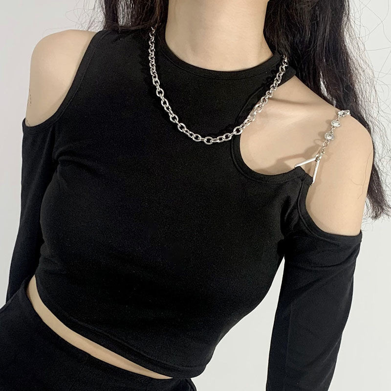 Micki-เสื้อยืด แขนยาว สไตล์ถนน ชุดเดรสแฟชั่นเกาหลี จัดส่งภายใน 24 ชั่วโมง