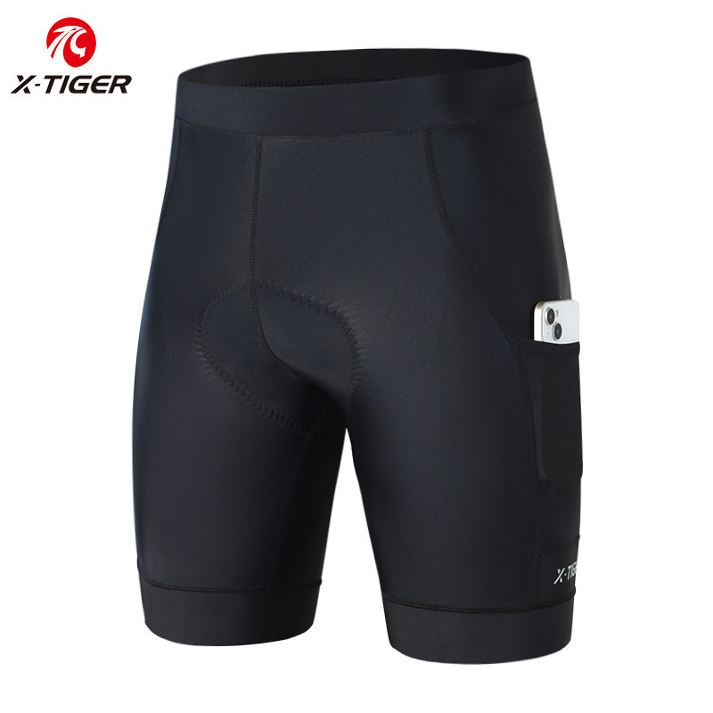 X-tiger ใหม่หลายกระเป๋ากางเกงขาสั้นขี่จักรยานกางเกงขาสั้น 5D เบาะลื่นทอกระเป๋าขี่จักรยานกางเกงขาสั้น Breatha