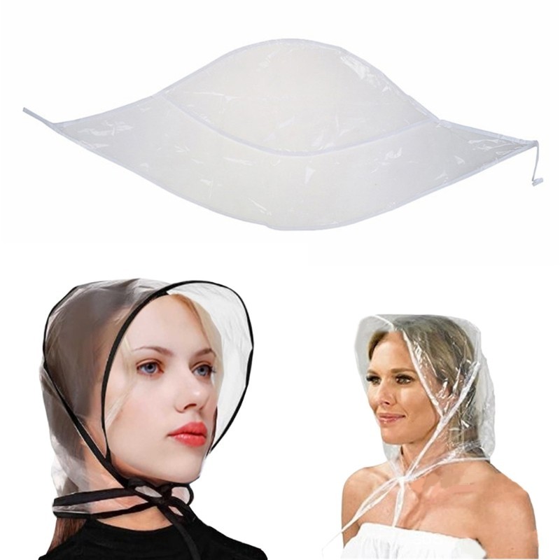 Lu หมวกฝน PVC สบายสําหรับเดินป่าและวิ่งกันน้ํา Rain Bonnet สําหรับหมวกกันฝน PVC Unisex