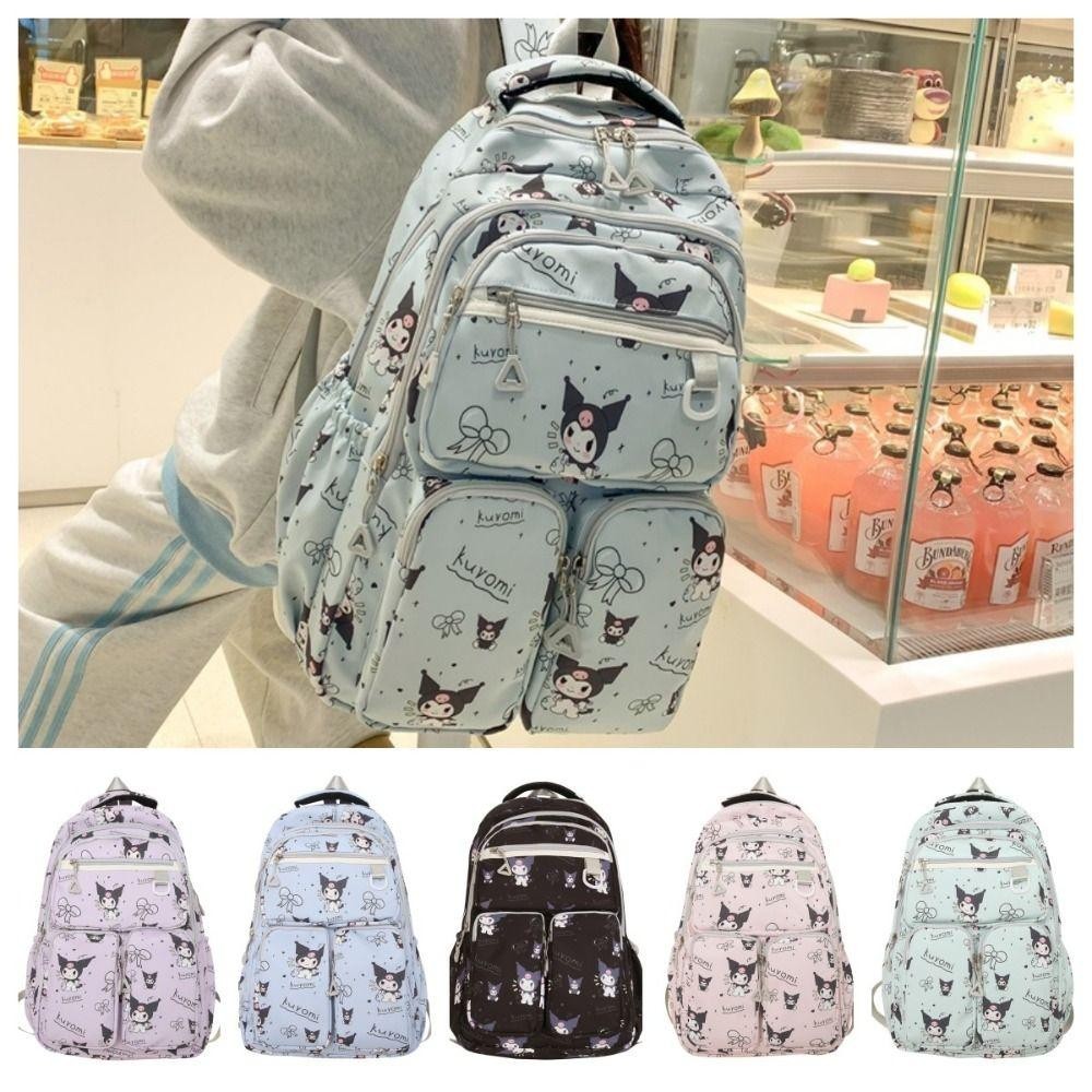 Sevenhome3e Kuromi กระเป๋าเป้สะพายหลัง, Cinnamoroll Pachacco Melody กระเป๋านักเรียน, Unique Pompompurin Nylon ความจุขนาดใหญ่น่ารักกระเป๋าสะพายเด็กแพ็ค
