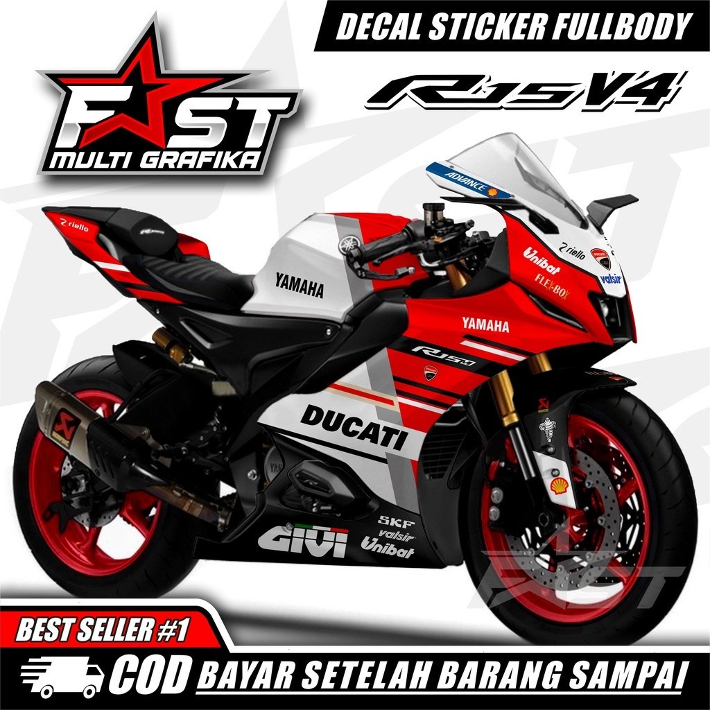 ⭐⭐⭐⭐ Decal สติกเกอร์ r15 v4 สติกเกอร์ r15 v4 DUCATI Motif striping สติกเกอร์ trim variation r15 v4 D