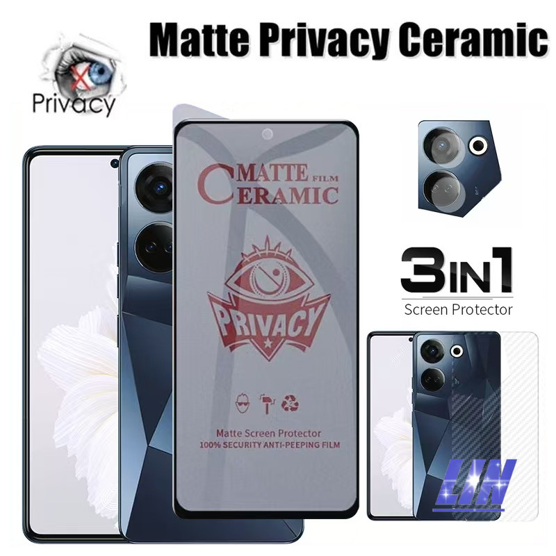 3in1 Anti Spy เซรามิค Matte โทรศัพท์ฟิล์มสําหรับ Huawei Y6 Y6S Y6P Y7 Y7A Y9 Y9S Y61 Y70 Y71 Y90 Pro
