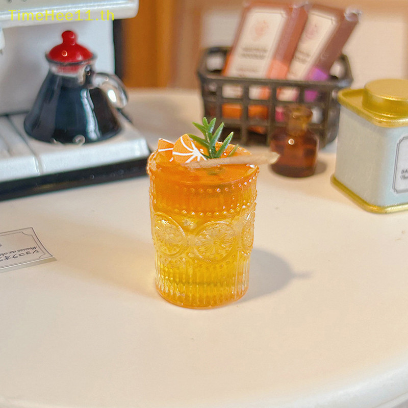 TimeHee 1:12 Dollhouse Miniature ถ้วยชาอบเชยสีส้ม เครื่องประดับตกแต่งครัว ของขวัญ TH