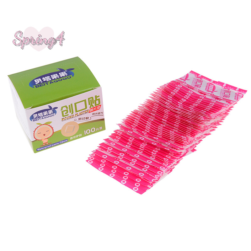 <Spring4 > 100 ชิ ้ น/Box Mini Round Disposable Adhesive Band-aid Wound Plaster Nice
