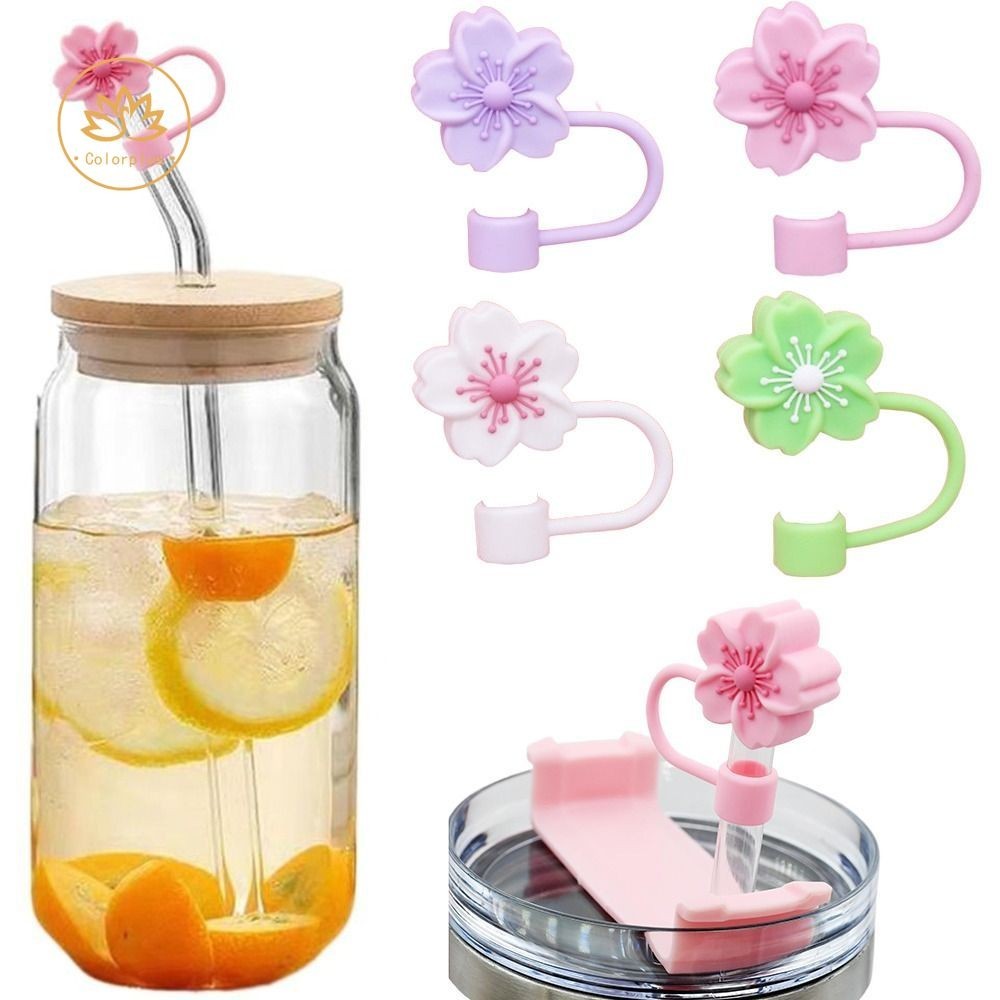 Colorplus 1PCS ซิลิโคนฟางหมวกกันฝุ่น Begonia ดอกไม้ฟางเคล็ดลับครอบคลุม 10 มม.0.4in เคล็ดลับฟางฝาปิดสําหรับ Stanley ถ้วย