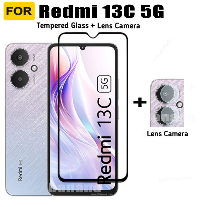 2 in 1 Redmi 13C 5G ฟิล ์ มกระจกนิรภัยสําหรับ Redmi A3 Turbo 3 13C 4G กระจกนิรภัยและกล ้ อง Protector