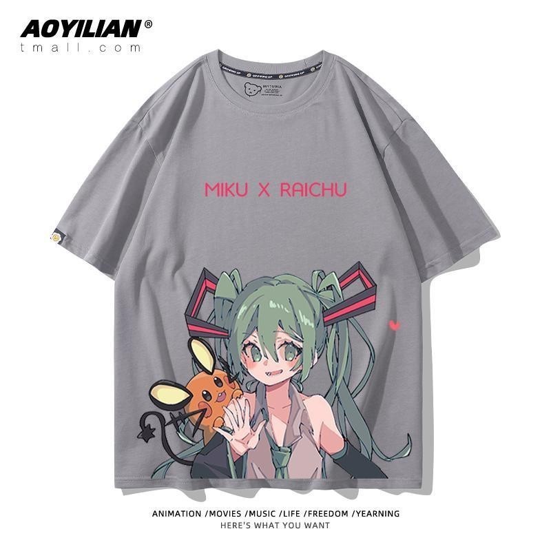 (🔥เสื้อยืดพิมพ์ลาย🔥)Hatsune miku miku miku miku miku Eevee Joint สินค ้ า Pikachu Pokémon เสื ้ อยืด