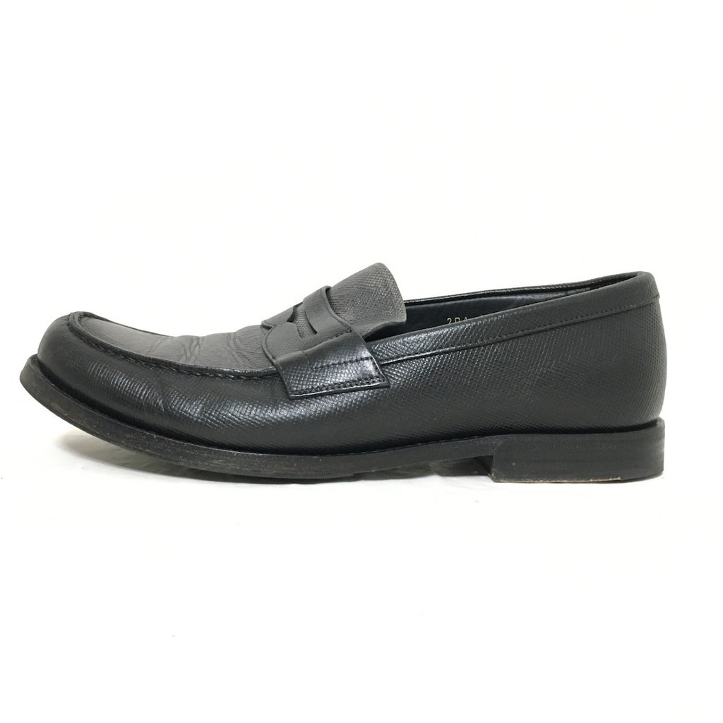 สินค้ามือสอง PRADA shoes silver leather black