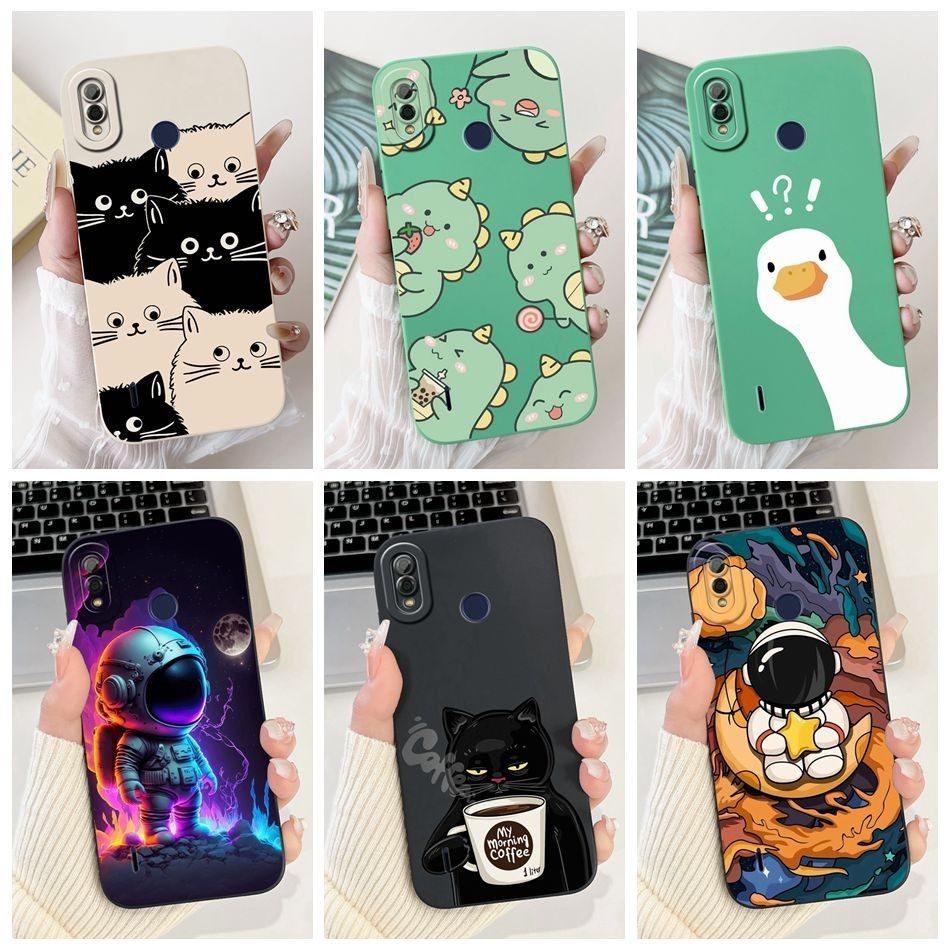 เคสโทรศัพท์ซิลิโคนอ่อนนุ่ม ลายการ์ตูนนักบินอวกาศแมวไดโนเสาร์น่ารัก สําหรับ Itel A56 Pro/A57 Pro/Itel A56/Itel A57