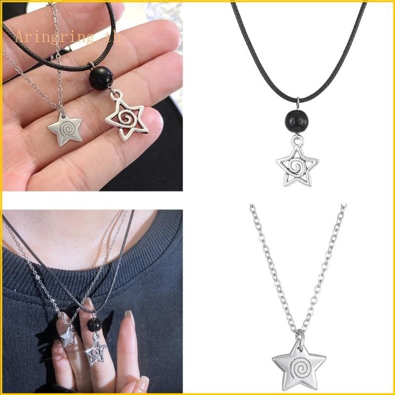 Arin Black Cord Necklace Fashionable Star Pendant Clavicle Chain Adjustable Choker