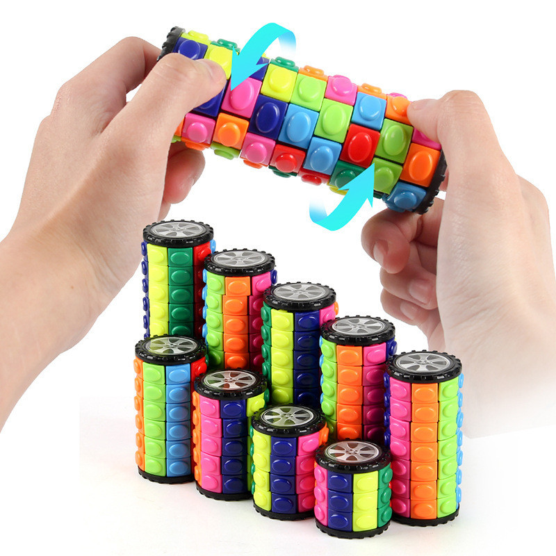 Creative 3D หมุนเลื่อน Cube ปริศนาสี Tower Decompression นวนิยาย Cube เด็กปริศนาของเล่นผู้ปกครอง-เด็ก Montessori Prop ของขวัญ