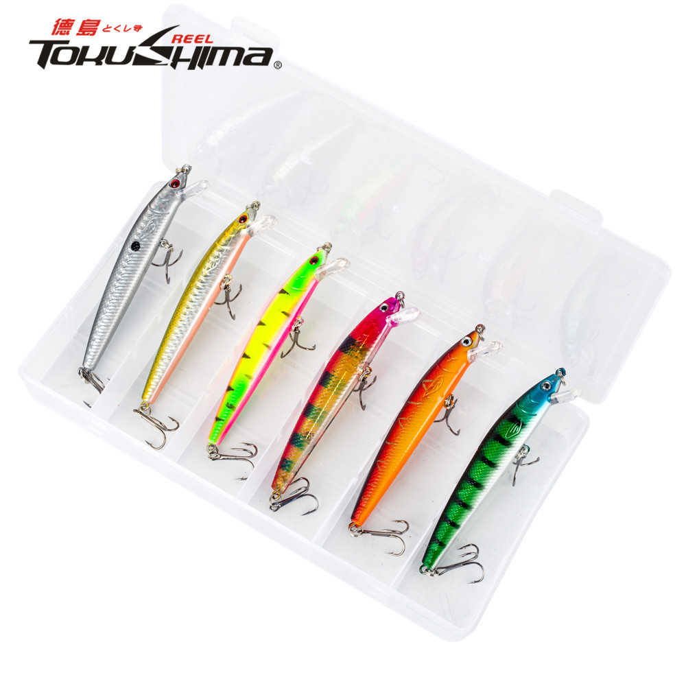 6 ชิ้น/กล่องชุดเหยื่อตกปลาลอย Minnow 10 ซม./7.5g Topwater Hard เหยื่อตกปลาเหยื่อประดิษฐ์พร้อมตะขอสําหรับ Bass Pike ปลาคาร์พ Swimbait Tackle