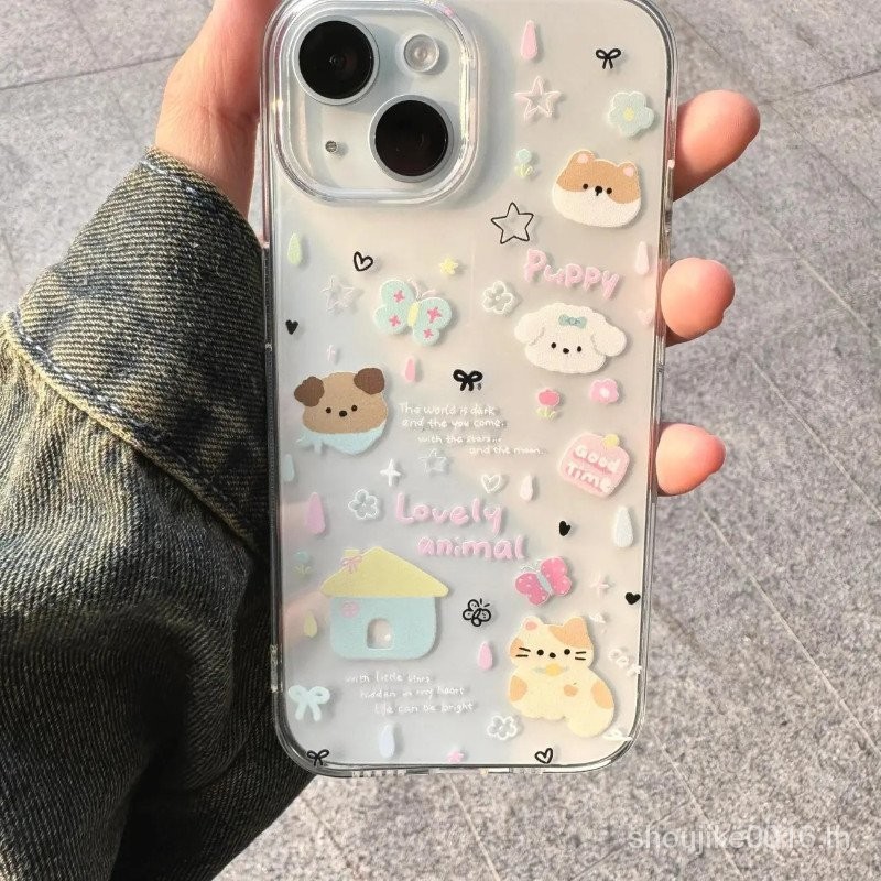 น ่ ารัก Raindrop Puppy เหมาะสําหรับ Apple 15PROMAX เคสโทรศัพท ์ Premium 14PRO/13PRO ทนต ่ อแรงกระแทก 12/11 Space Case VDK2