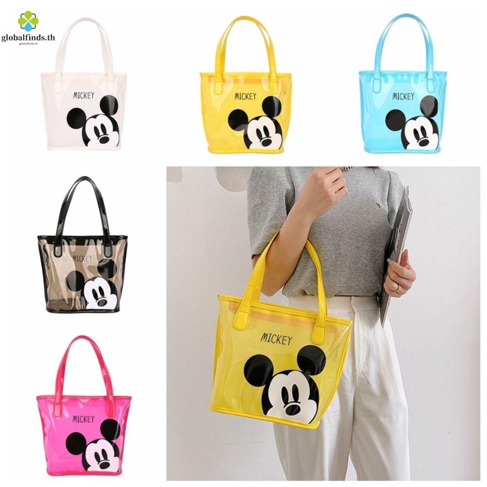 Lfids Mickey Mouse กระเป๋าโท้ทโปร่งใส, การ์ตูนเยลลี่สี Mickey Messenger กระเป๋า, Kawaii ผ้าใบ PVC กันน้ําการ์ตูนกระเป๋าสะพาย Lady