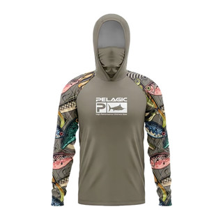 บุรุษคลุมด้วยผ้าตกปลาเสื้อกับหน้ากากยูวีแห้งเร็วผู้ชายคลุมด้…