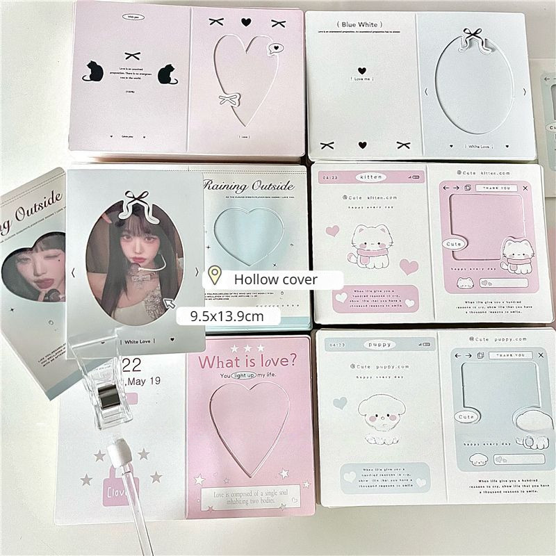 6 ชิ ้ น/set INS Hollow Cover การ ์ ดอวยพรพับจดหมาย Photocard บรรจุภัณฑ ์ วัสดุบัตรของขวัญ