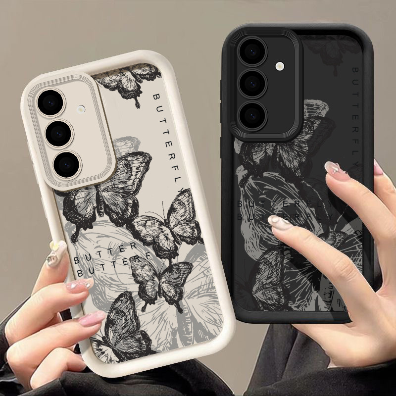 SAMSUNG หมึกผีเสื้อเคสโทรศัพท์สําหรับsamsung Galaxy A55 A15 A14 A54 A35 A34 A53 A52 5Gซิลิโคนกันกระแทกนุ่มTPUปกหลัง