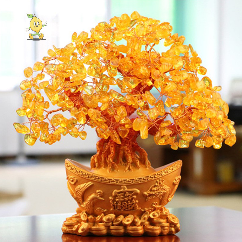 [mozh] Lucky Money Tree จีนทอง Ingot คริสตัล Fortune Tree เครื่องประดับความมั่งคั่งเครื่องประดับโฮมออฟฟิศตกแต่งตารางหัตถกรรมบนโต๊ะ [TH]