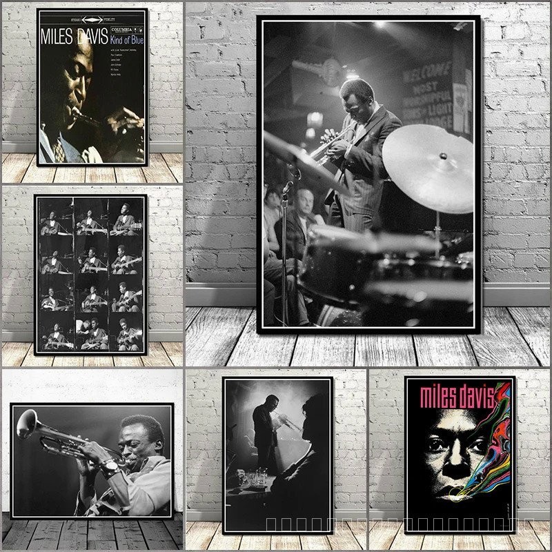 Miles Davis โปสเตอร์ประเภท Blue Jazz เพลงอัลบั้มโปสเตอร์ภาพวาดผ้าใบ Wall Art พิมพ์ภาพสําหรับห้องนั่งเล่นตกแต่งบ้านที่ทันสมัย
