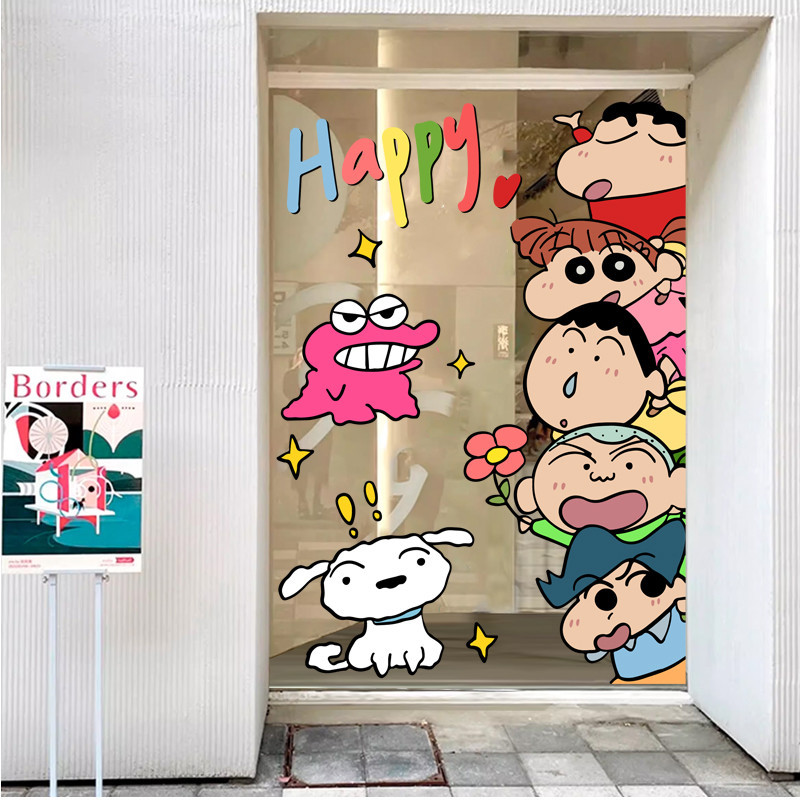 อิน สไตล์น่ารักการ์ตูนกระจกหน้าต่างสติกเกอร์เด็กอนุบาลร้านขายเสื้อผ้าตกแต่งสติกเกอร์ประตูกระจก