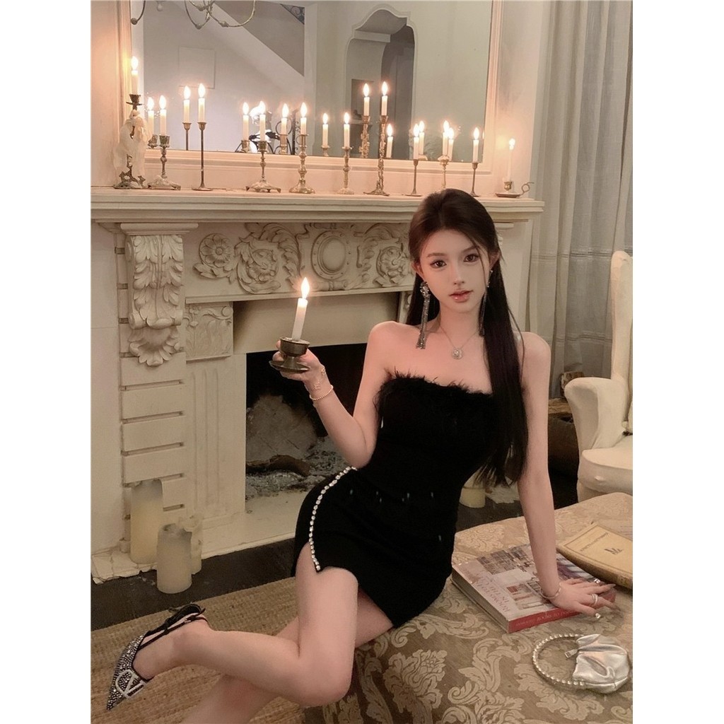 OFF SHOP 🥻 ชุดมินิเดรส👗เดรสปาร์ตี้หรูสไตล์ฝรั่งเศส เปิดไหล่+เว้าหลังเซ็กซี่สุดปัง! ใส่เป็นราชินีแห่งงานเลี้ยง（FY2563) - รูปที่ 7