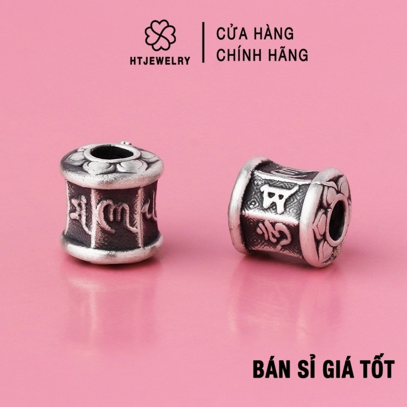 [S999 Silver] 3D HTJEWELRY เงินทรงกระบอก เสน่ห์สลักมนต์หกตัว PH952