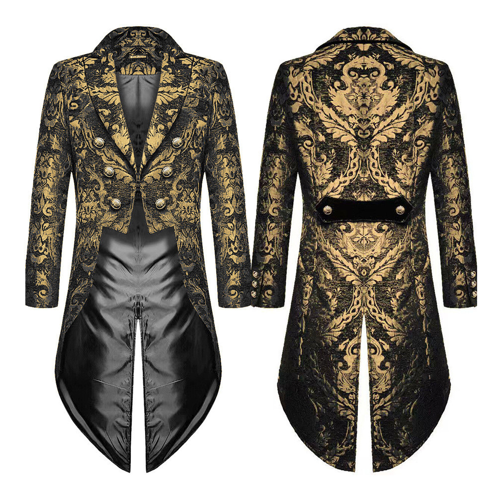 ใหม ่ ชุดเดรสผู ้ ชายยุคกลาง Steampunk Tuxedo Gothic Court Dress 2 สี
