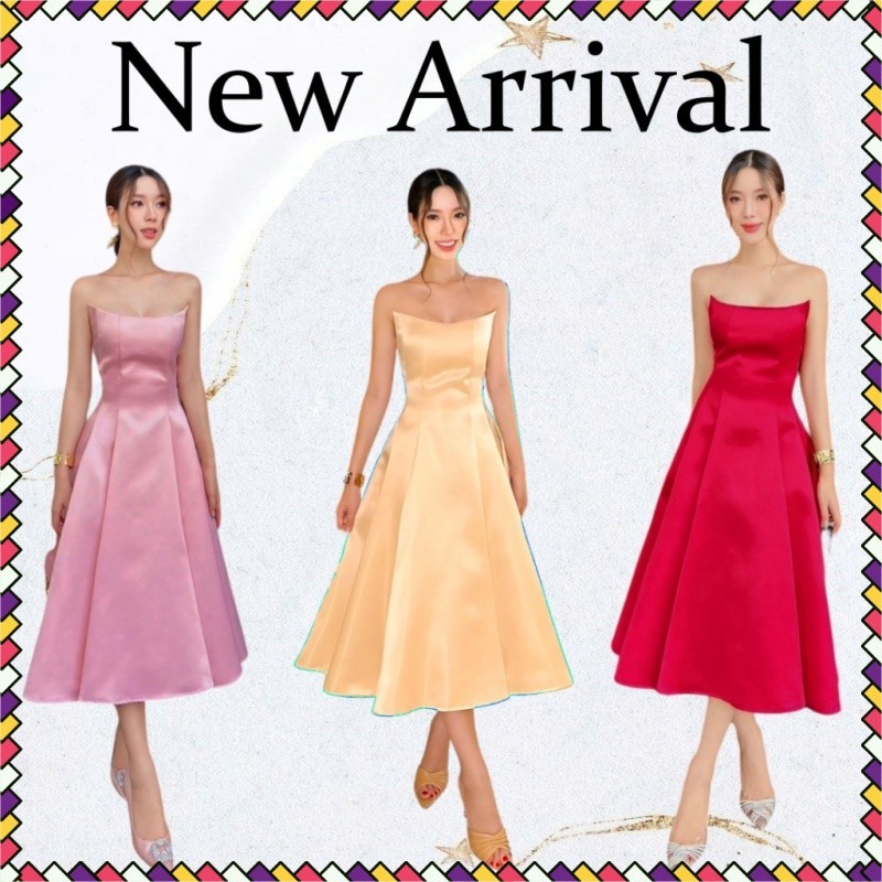 S-XL มี 3 สี เดรสออกงาน ดีไซน์เกาะอก กระโปรงบานสวิงสวย ติดไว้เป็นชุดออกงานคุ้มแน่นอนค่ะ Adora