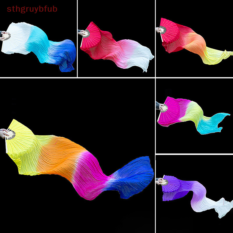 Sthb ขวามือ 150 ซม.ยาวพัดลมเต ้ นรําขายร ้ อนMs.Belly GradientสีDancerฝึกยาวเลียนแบบเต ้ นรําPropsผ ้ าไหมแฟนTH