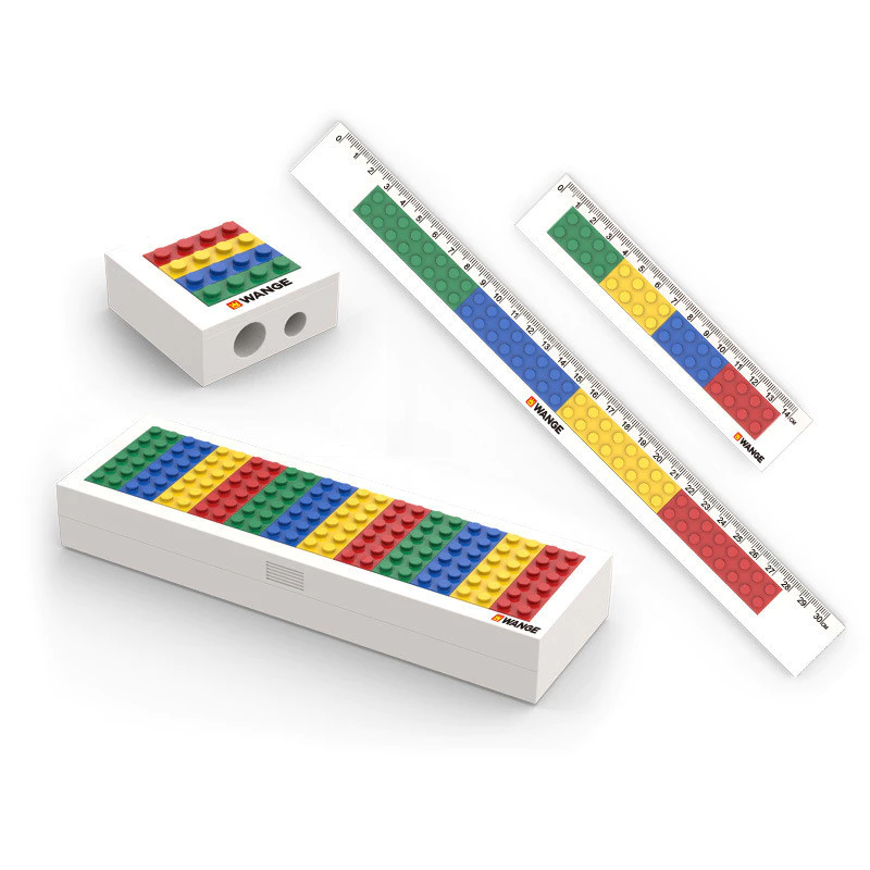 Wange Building Block เครื ่ องเขียนอนุภาคขนาดเล ็ กอิฐกฎกล ่ องดินสอ Sharpener เจาะปากกามีด Pocket ติดตั ้ งข ้ อความของเล ่ นสําหรับเด ็ ก