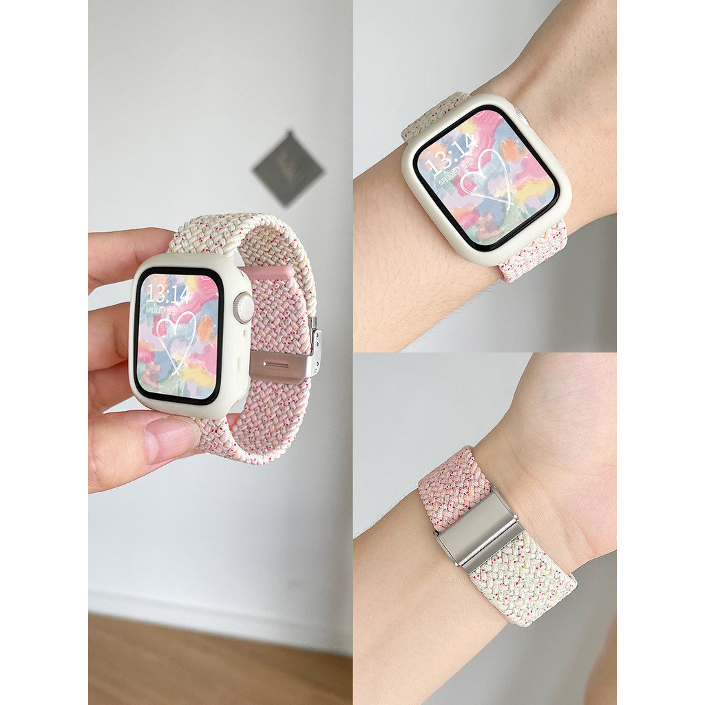 สายรัดข้อมือถักเปียสุดน่ารักสไตล์เกาหลี + เคสสำหรับ Huawei Watch Fit 5 Fit 4 4 Pro สายรัดข้อมือไนลอนยืดหยุ่นสำหรับเปลี่ยนสายรัดข้อมือ Huawei Watch Fit 3 อุปกรณ์เสริมสายรัด