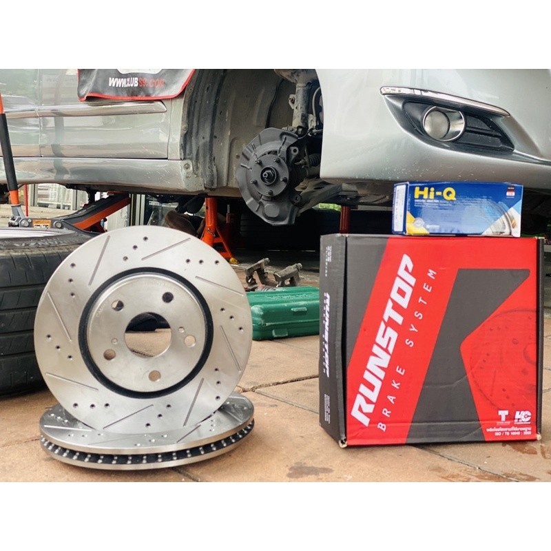 RUNSTOP Đĩa phanh dành cho Civic FC FK FB FD 2.0 kích thước 282mm, đĩa trước, đục lỗ, rãnh cắt, RunStop Disc Brake High Carbon Plus