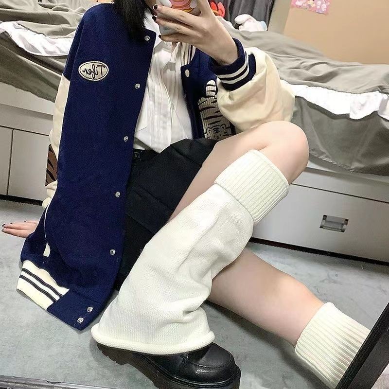 ถุงเท้าถุงเท้าถุงเท้ากองสไตล์ฤ jk Harajuku Millennium Slimmer  y2k นุ่มสาวถักญี่ปุ่นขาปกเอเชียวัฒนธรรม U0K2