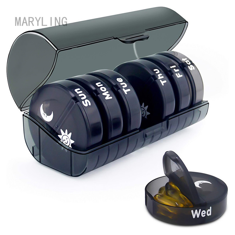 Maryling Pill Organizer 2 Times a Day Weekly Pill Box ความจุขนาดใหญ่ 7 วัน เคส Pills ที่เก็บยา เครื่องมือดูแลสุขภาพ